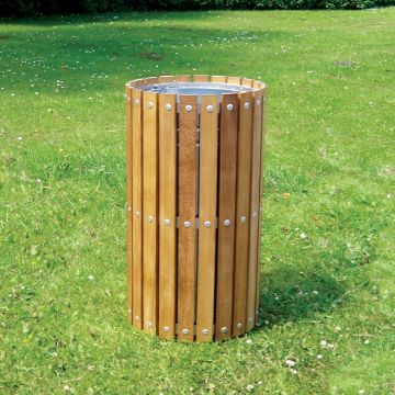 Circle Slatted Iroko Bin